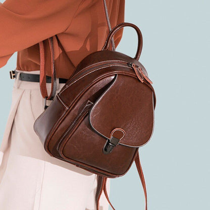 Genuine Leather Backpack Knapsack Small Travel Bag Cowhide Rucksack 22*9.5*27 CM