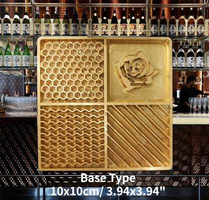 Ice Stamps Brass Plate Honeycombs Molds Printing DIY Carving Cocktails Bar Tools