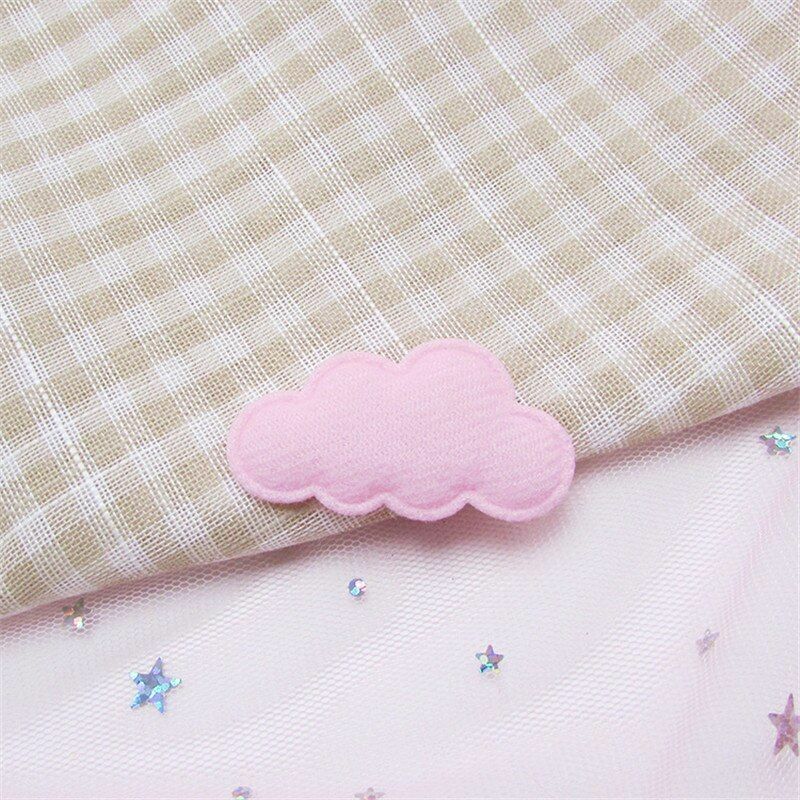 60Pcs/Lot 4.5x2.5cm Felt Cloud Padded Appliques Artificial Crafts Hairclip Patch
