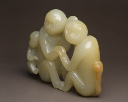 Chinese Natural Hetian Jade Carving Monkey Statue Nice Sculpture Art Collection