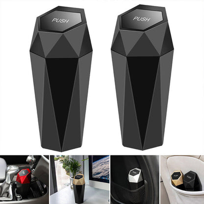 Portable Car Trash Can Dustbin with Lid Garbage Cup Holder Auto Leak Proof Bin