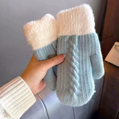 Women Winter Warm Gloves Cashmere 1 Pair Soft Thickening Knit Full Finger Mitten