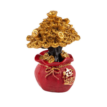 Feng Shui Decor Money Tree Wealth And Good Luck Blessing Bag Tabletop Decoration