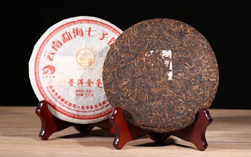 Puer Golden Buds Menghai BaJiaoTing Pu'er Puerh Pu-erh Tea Cake 200g