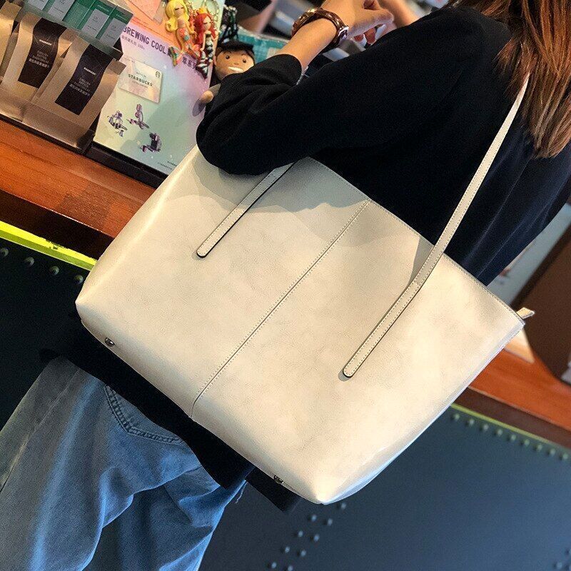 Genuine Leather Handbag Women Office Female Tote Big Shoulder Bags