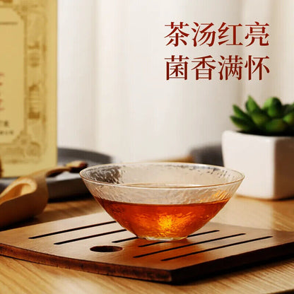 Shanxi black tea Fu tea 陕西七子茯茶砖 泾渭茯茶 黑茶 金花泾阳茯砖茶 357g 养胃/助消化