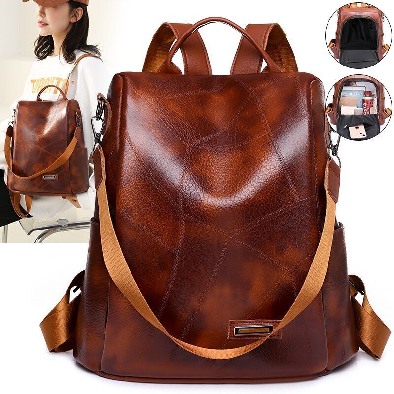 Backpack Fashion School Bags Leisure Genuine Leather Shoulder Bag Vintage Zipper