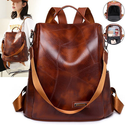 Backpack Fashion School Bags Leisure Genuine Leather Shoulder Bag Vintage Zipper