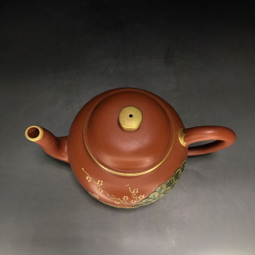 vintage chinese yixing purple clay teapot zisha ceremony carving Collectible art