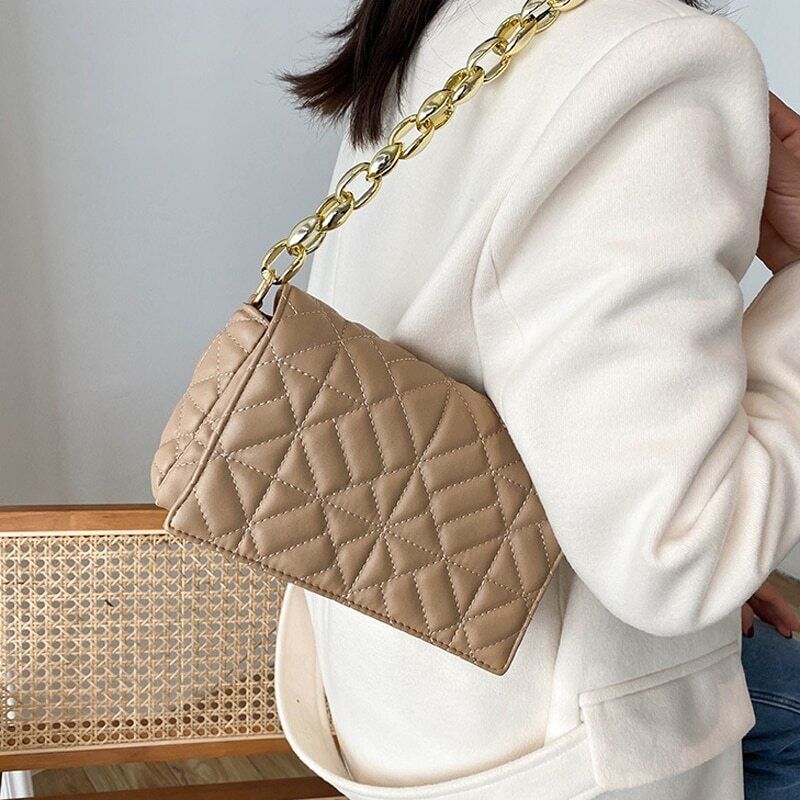 Shoulder Bag Thick Chain Underarm Bags Women Handbags Purses Ladies Crossbody