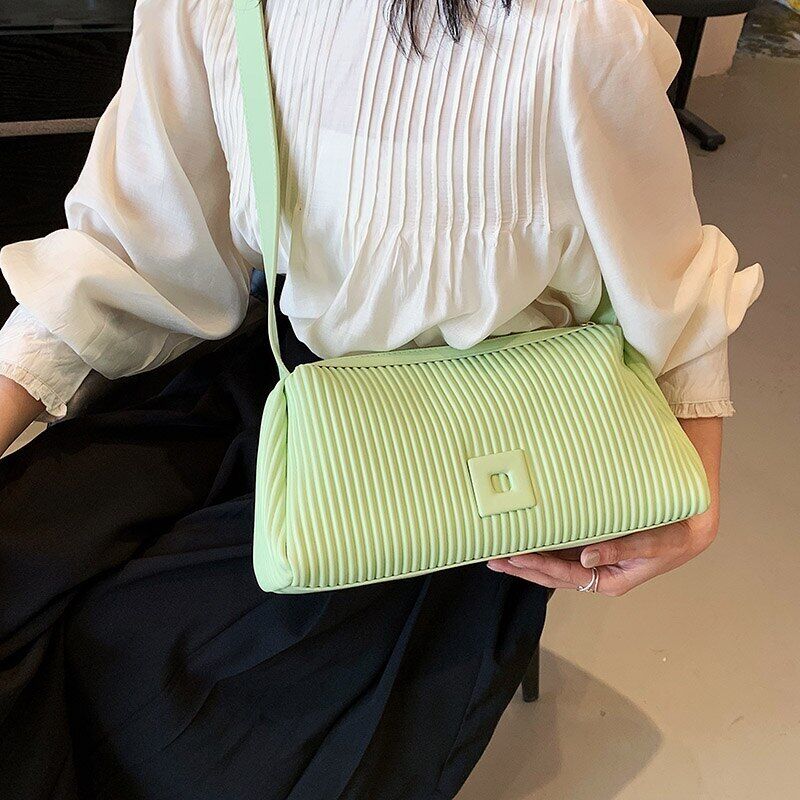 Shoulder Side Bags for Women PU Leather Small Bag Pleats Handbags and Purses