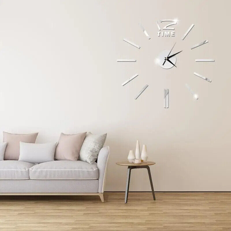 DIY Wall Sticker Clocks Acrylic Home Office Adhesive Mini Living Room Decor 60cm