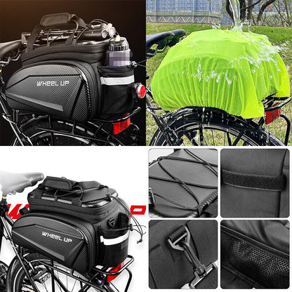 Bike MTB Bicycle Carrier Bag Trunk Pannier Cycling W/ Rain Cover Rear Seat Bag