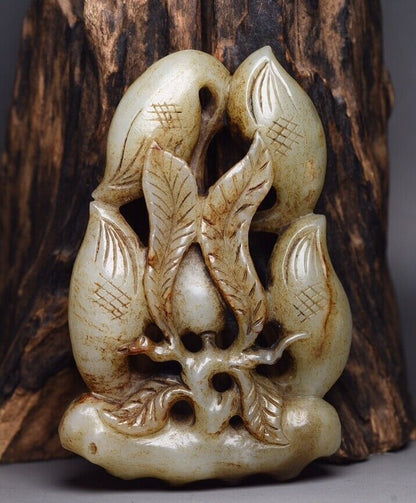 China Vintage Antique Natural Hetian Jade Carved Exquisite Crane Statue Artwork