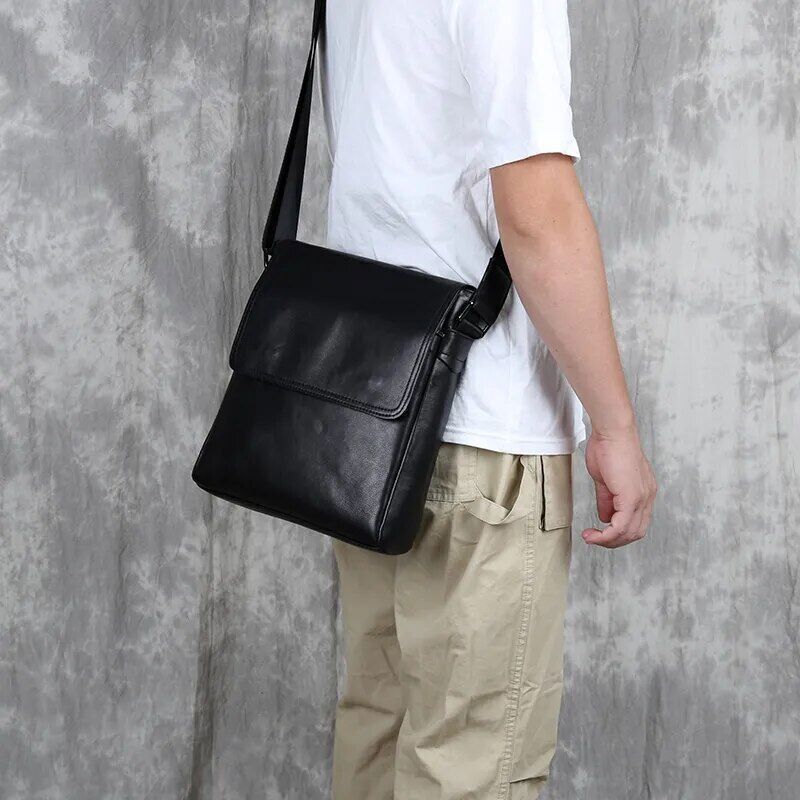 Leather Men's Shoulder Bag Layer Crossbody Bag Backpack