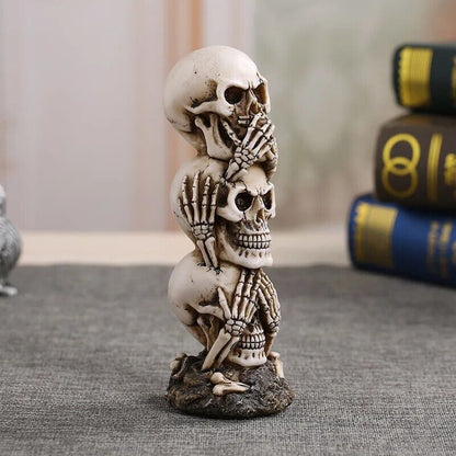 3D Skull Statue Resin Sculptures Decoration Home Desk Fish Tank Ornaments 6x19cm