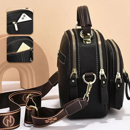 Multifunctional Compartments Adjustable Wide Shoulder Strap PU Crossbody Bag