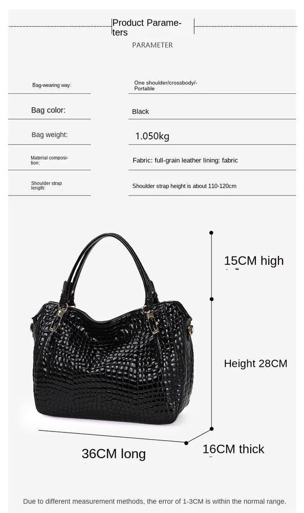 Crocodile Pattern Leather Women's Handbags Lady Tote Bag Shoulder Bags