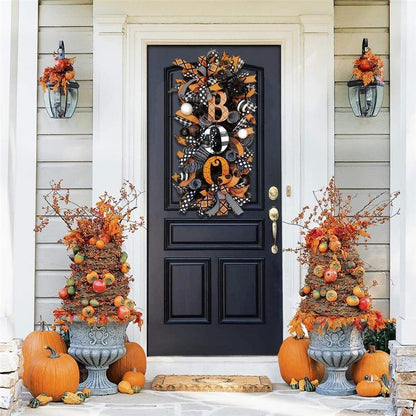 2023 Halloween Decoration Wreath Pumpkin Boo Front Door Halloween Party Hanging