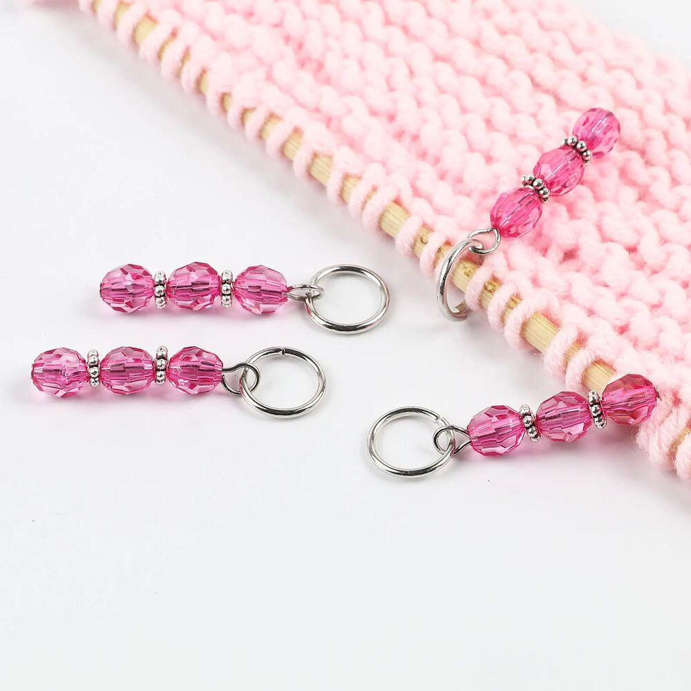Knitting Stitch Markers 10Pcs Resin Beads Metal Angel Crochet Craft Locking Tool