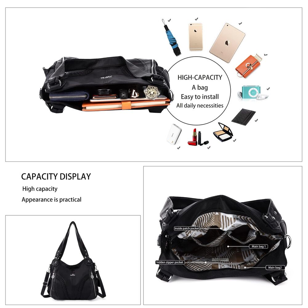 Angel Kiss Purses and Handbags Women 13.8*4.7*11.8 inches, Nylon-black