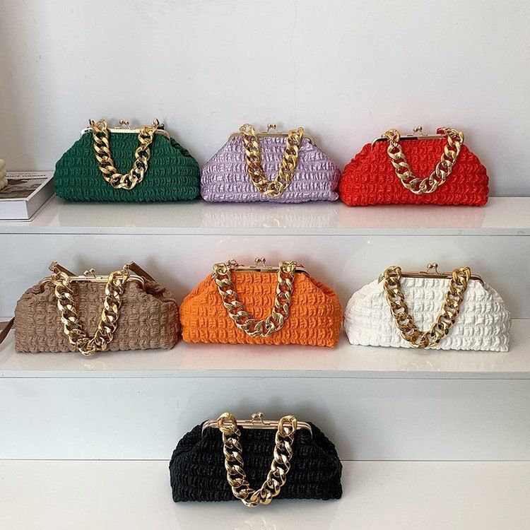 Clip Crossbody Bags Handbag Clutches Thick Chain Messenger Bag Purse 32*16*10 CM
