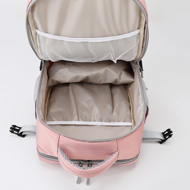 Pink Women Travel Backpack Anti-Theft Daypack Bag Charging Port Backpack