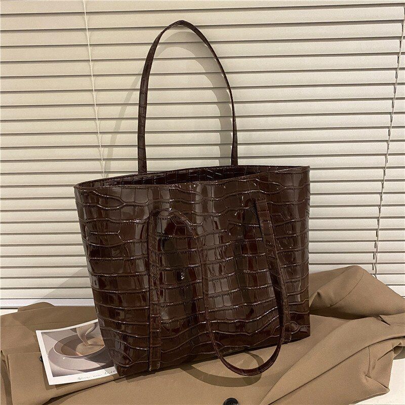 Vintage Handbags Stone Tote Shoulder Bag Large Synthetic Leather 26*12*29.5 CM