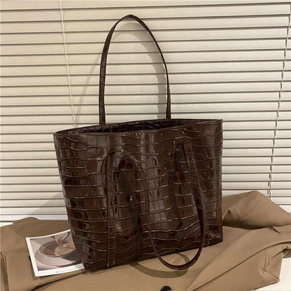 Vintage Handbags Stone Tote Shoulder Bag Large Synthetic Leather 26*12*29.5 CM