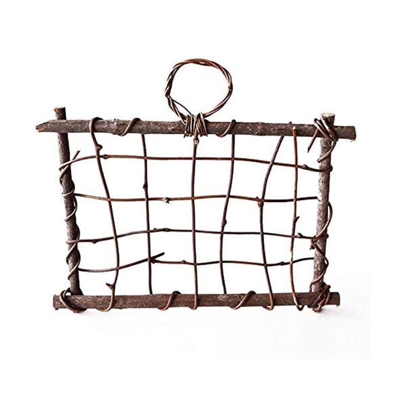 Air Plant Frame Rustic Rattan Holder Wall Hanging Planter For Home Decor 30x25cm
