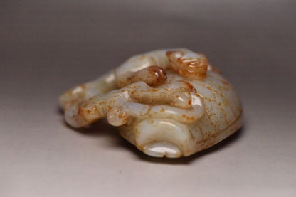Old Peking Chinese Hetian Jade Hand Carving Dragon Statue Unique Wonderful Art