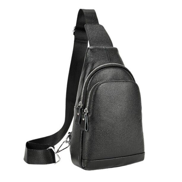 100% Genuine Leather Crossbody Bag Chest Bag Hiking Sling Backpack Shoulder Bag