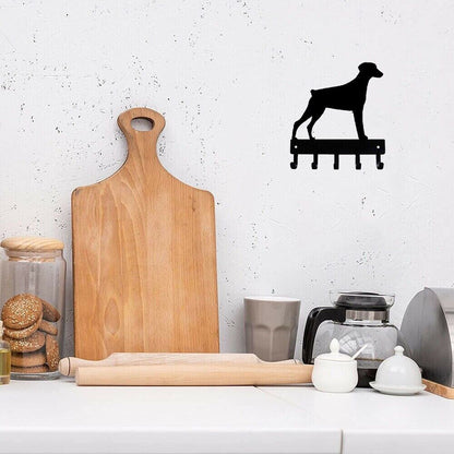 Doberman Dog Key Rack Hanger Wall mounted Hook up Artwork Shape decoration