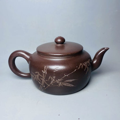 Vintage Chinese Yixing Purple Clay Teapot Zisha Ceremony Carving Collectible Art
