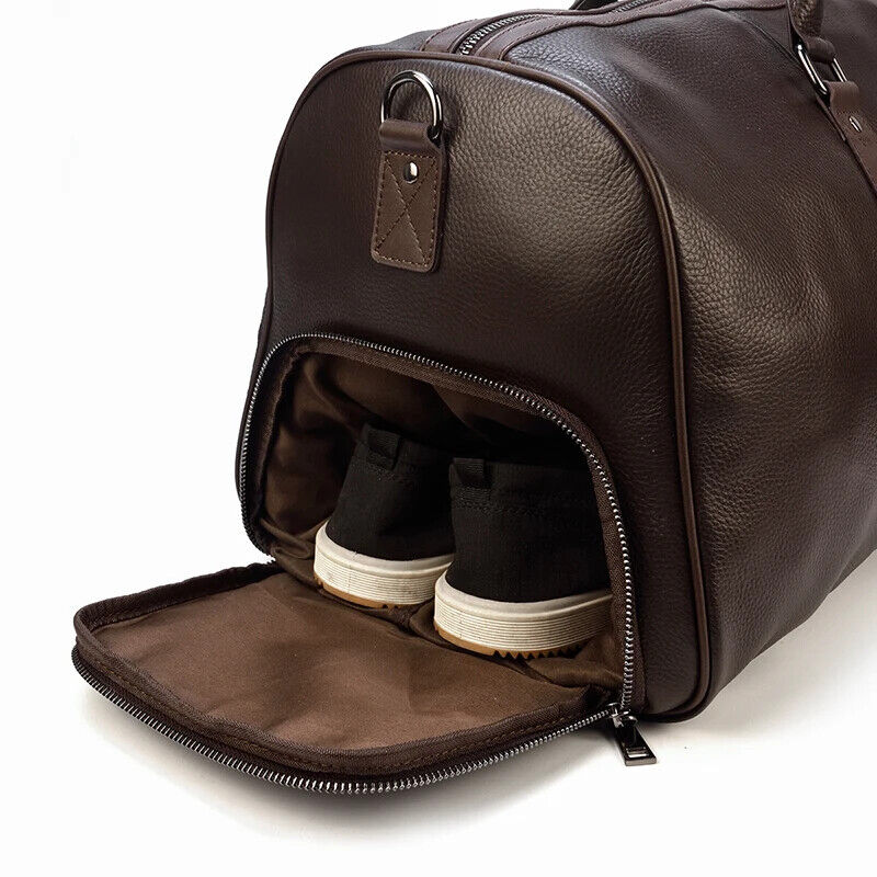 Genuine Leather Travel Bag Men Women Cowhide Casual Travel Weekend Shoulder Bag
