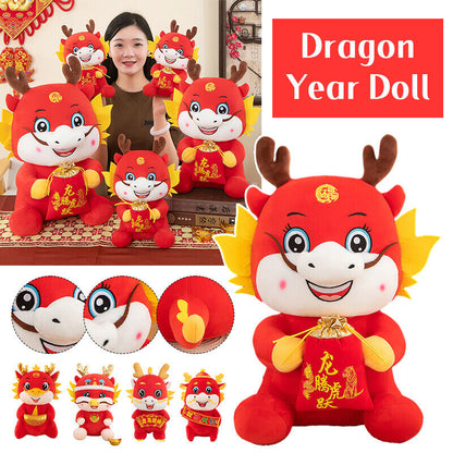 2024 Dragon Year Mascot Plush Toys Cartoon Zodiac Dragon Doll for Celebration