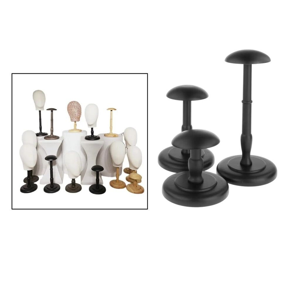 Wooden Mannequin Shop Salon Dummy Head Wig Hair Toupee Display Holder Cap Stands