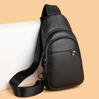 100% Genuine Leather Crossbody Bag Chest Bag Hiking Sling Backpack Shoulder Bag