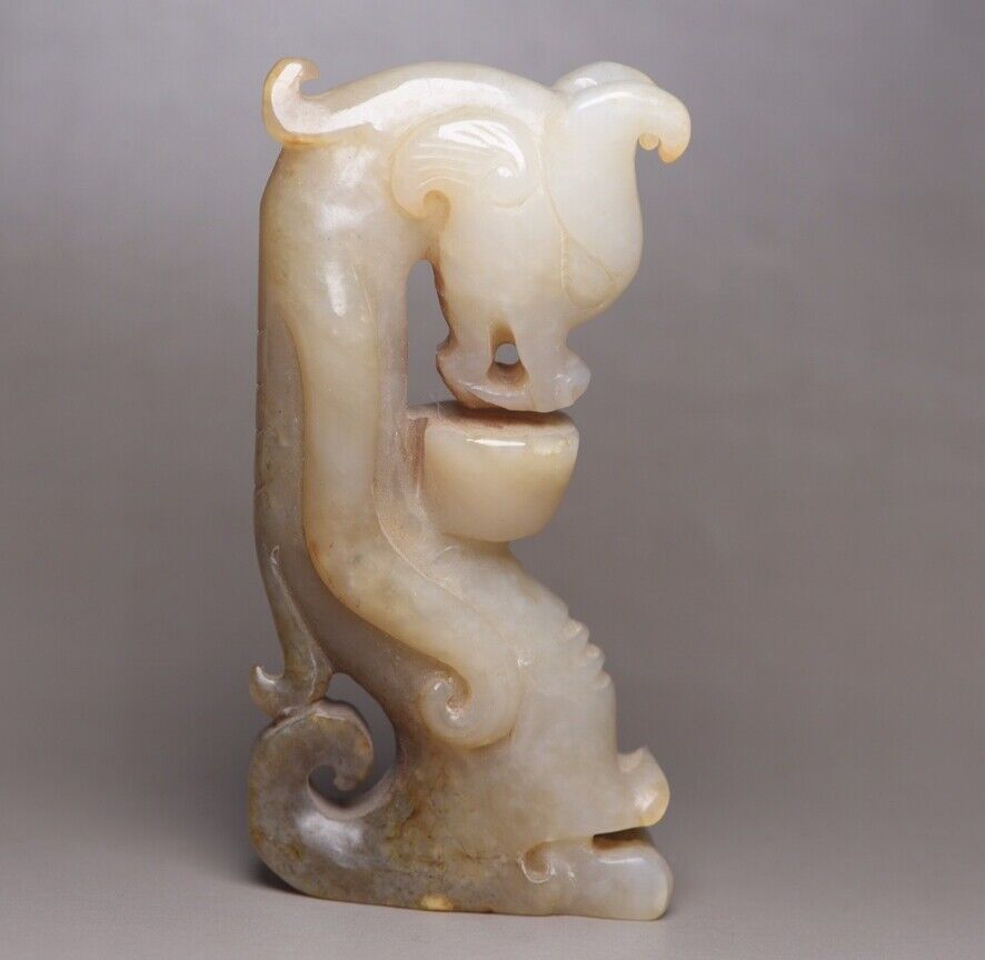 Old Peking Chinese Hetian Jade Carved Exquisite Statue Unique Wonderful Art Work