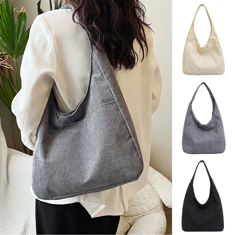 Striped Corduroy Shoulder Bag Hasp Messenger Bag Solid Color Underarm Bag Casual