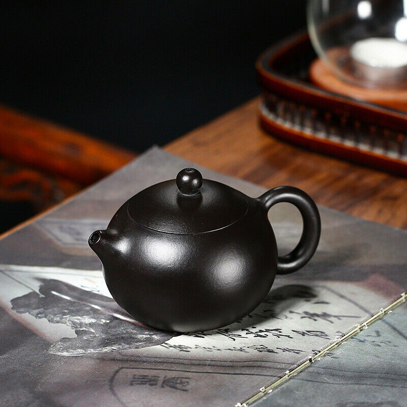 Chinese real yixing zisha black clay tea pot marked xishi pot 9 infuser holes