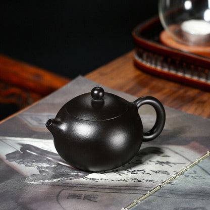 Chinese real yixing zisha black clay tea pot marked xishi pot 9 infuser holes