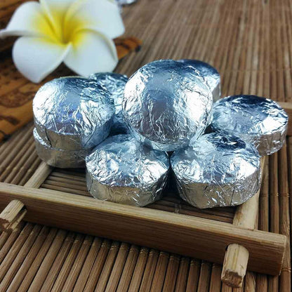 Mini Shen Puerh Silver Tin Foil Packing Tuocha Raw Puer Tea 75g