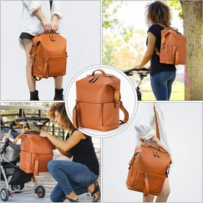Types PU Leather Bag Backpack Mom Baby Bag Changing Pad Mom Baby Nursing