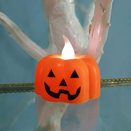 JHION 12 Pack Halloween Pumpkin Tealights, LED Lights Battery