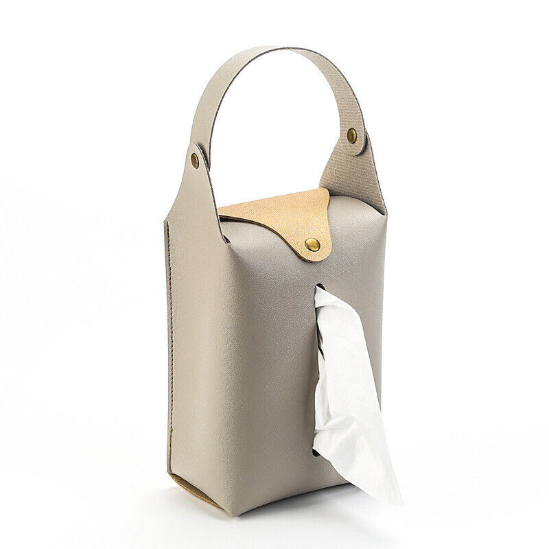 Car Auto Kitchen Bathroom PU Leather Hanging Tissue Bag Tissue Box Paper Holder