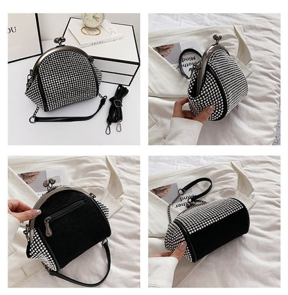 Shell Purse 19*22*13*6cm Crossbody Bag Small Kiss Lock Handbag Synthetic Leather