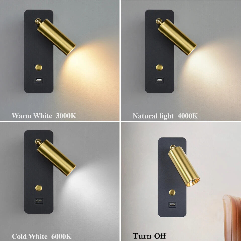 LED Wall Light Modern Indoor 110V 220V 7W 9W W/ Switch Bedroom Bedside USB Lamps