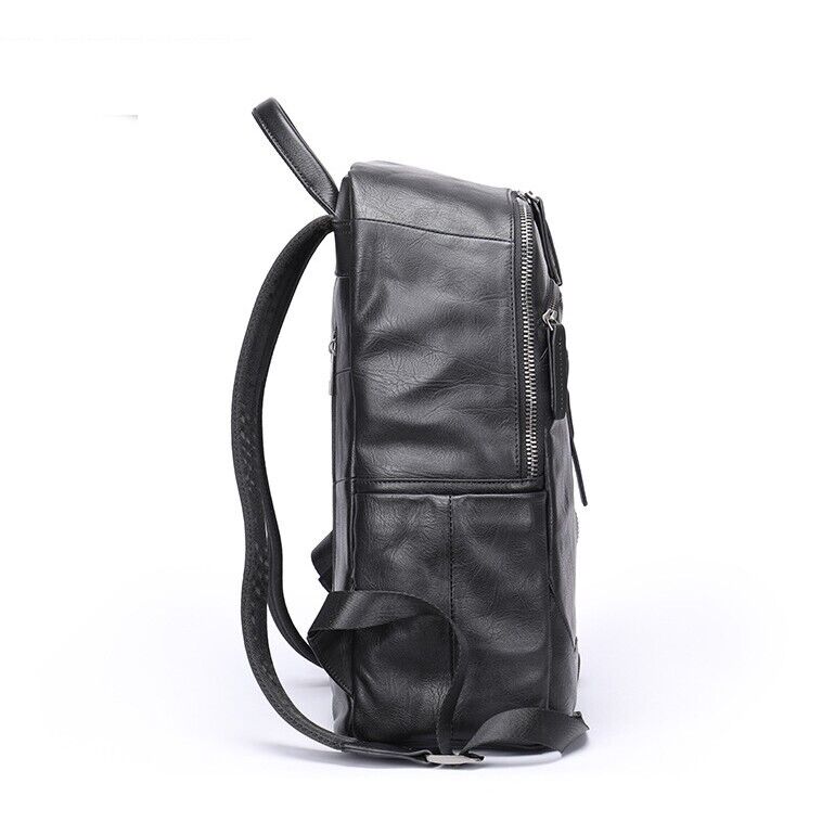 Top Cow Leather Black Men's bag, Soft Leather Large Capacity Backpack Travel Bag