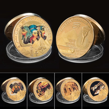 Commemorative Challenge Coins Egyptian Pharaoh Gold Plated Craft Souvenir 1.57in